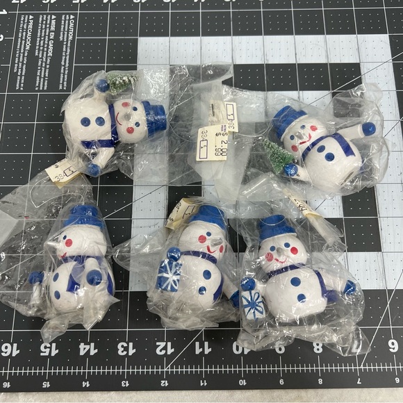 Vintage Christmas ornaments set of 15 blue white made in Taiwan nwt snowmen - Picture 12 of 13